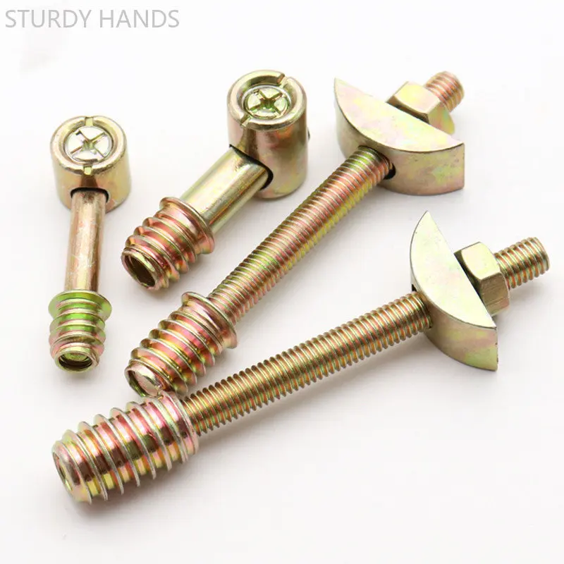 Furniture Hardware Nut - 10Set Thickened 4-in-1 Connector Screw Wheel