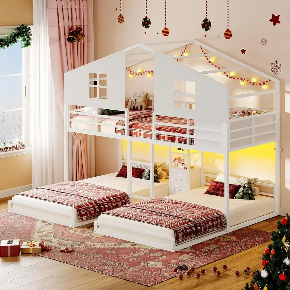 Drawer Slide Pair - Twin Size House-Shaped Bunk Bed with
