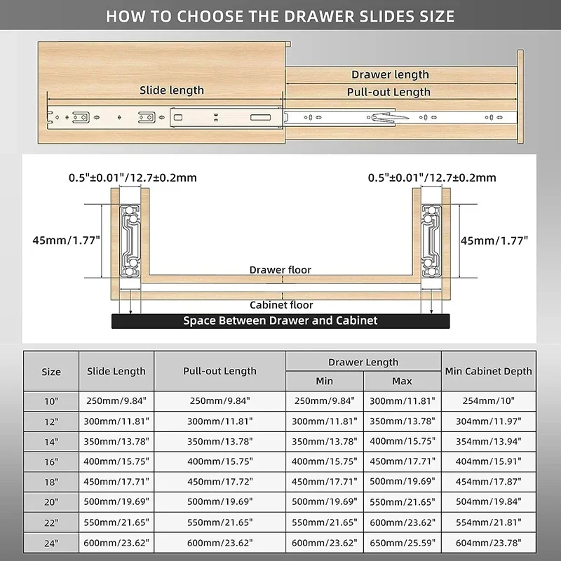 1 Pair Full Extension Drawer S - Drawer Slide Pair ulasan dan harga