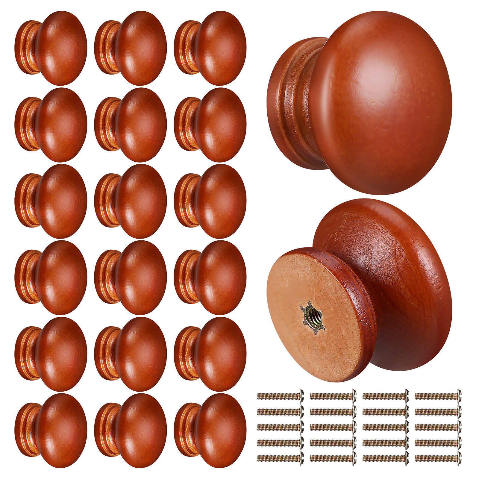 20Pcs Solid Wood Knobs Polishe - Furniture Hardware Drawer Pulls ulasan dan harga