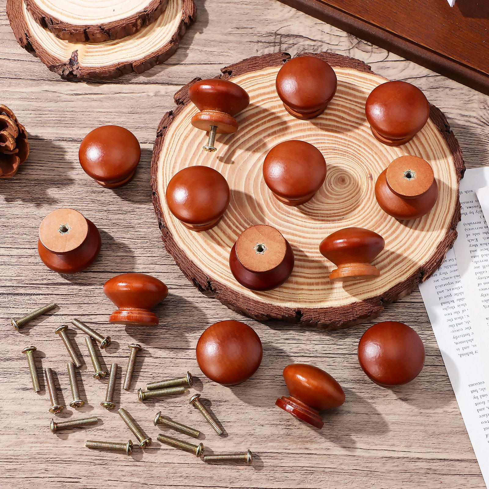 20Pcs Solid Wood Knobs Polishe - Furniture Hardware Drawer Pulls ulasan dan harga