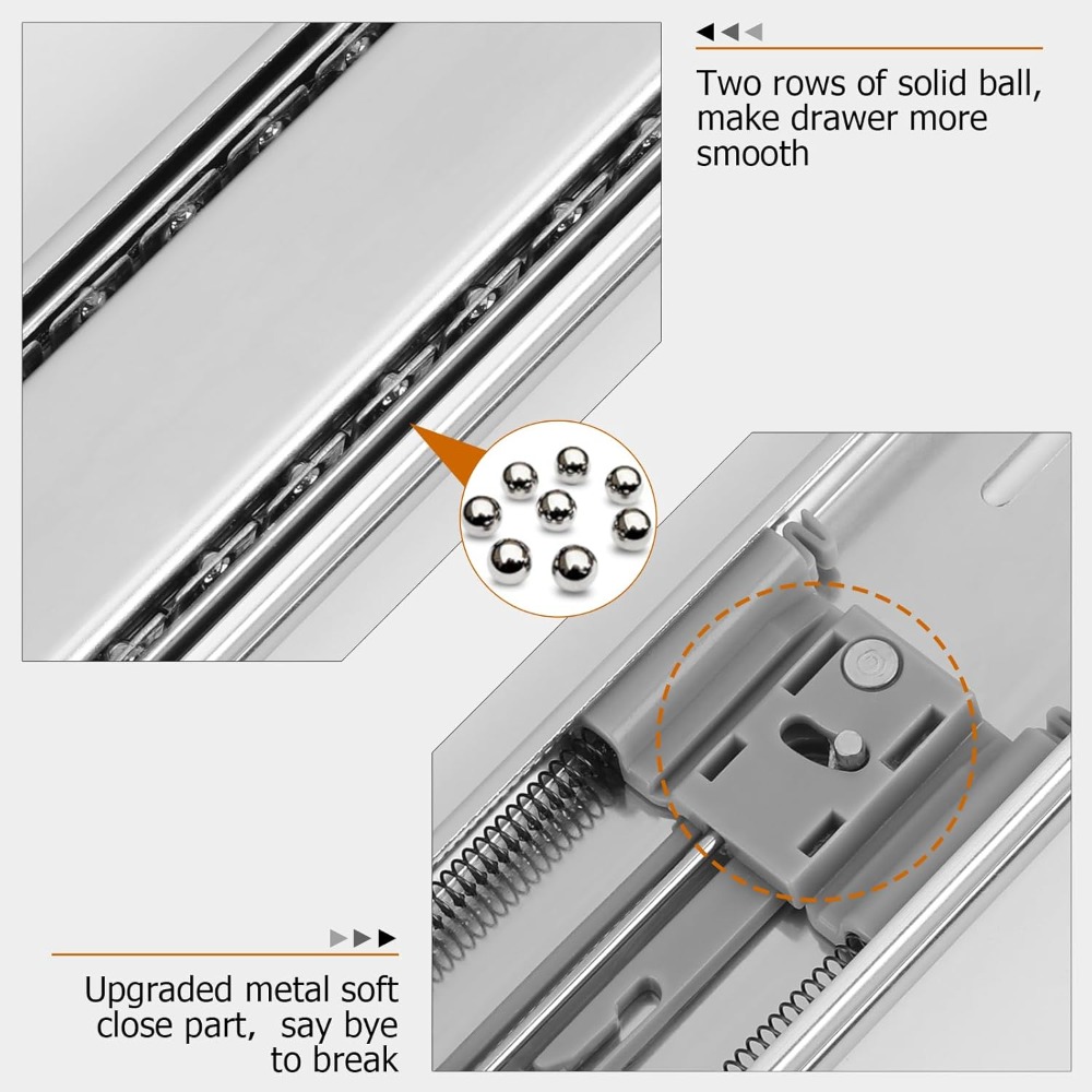 6 Pairs 22 Inch Soft Close Dra - Drawer Slide Pair ulasan dan harga