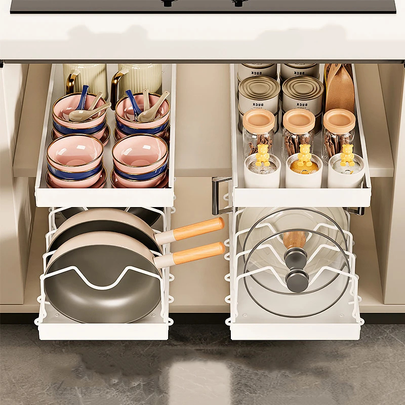 Adjustable Pull Out Pot Rack w - Drawer Slide Pair ulasan dan harga