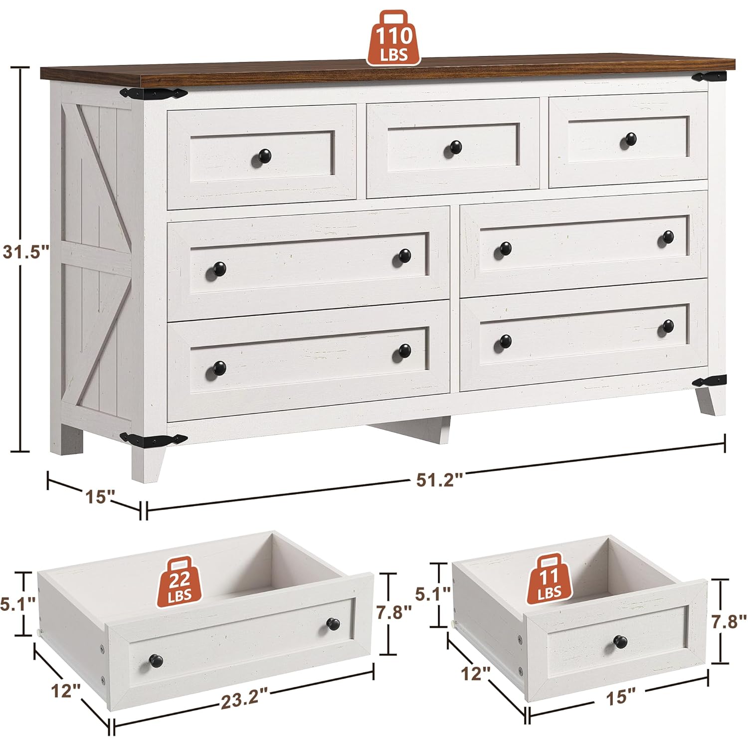 Dresser for Bedroom with 7 Dra - Drawer Slide Pair ulasan dan harga