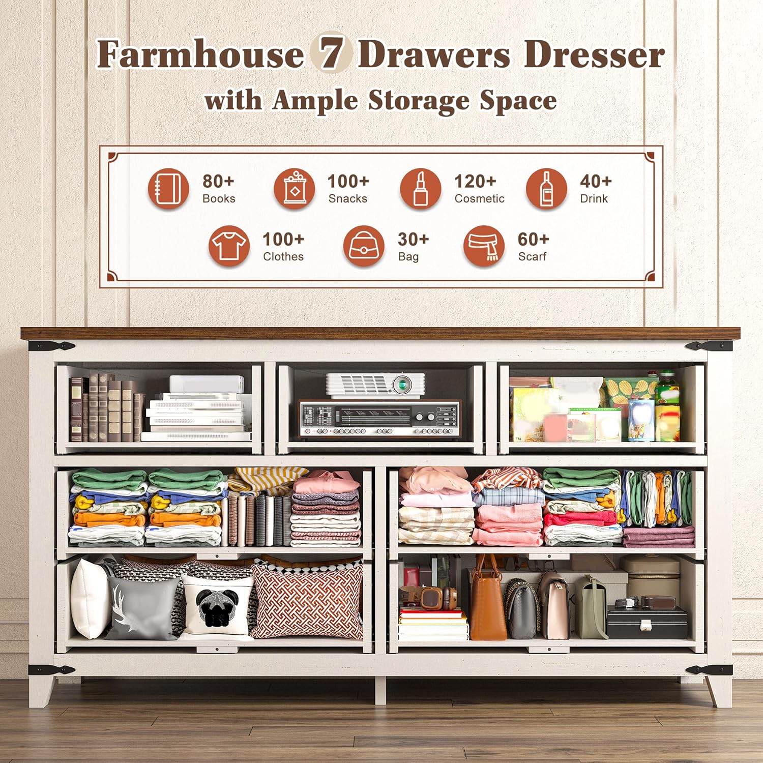 Dresser for Bedroom with 7 Dra - Drawer Slide Pair ulasan dan harga
